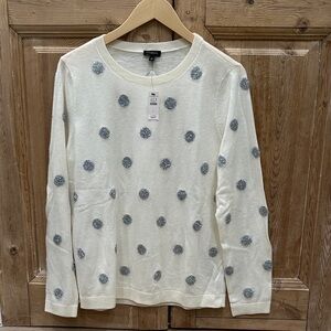 NWT Talbots Cream Sweater with Silver Dots